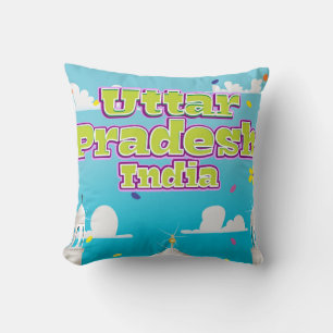 Uttar-Pradesh-Inder-Reiseplakat. Kissen