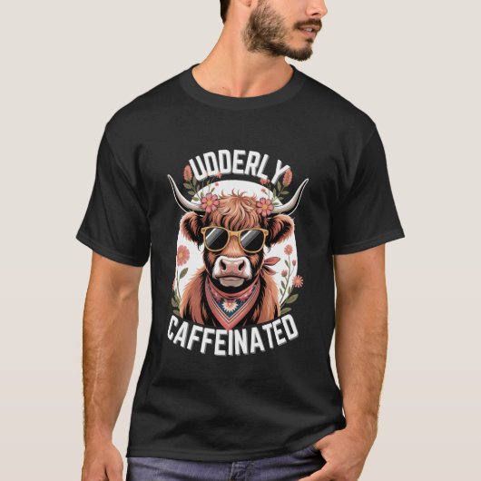 Utterlich Koffeinierter Kaffee Lustiger Western-Ku T-Shirt (Vorderseite)