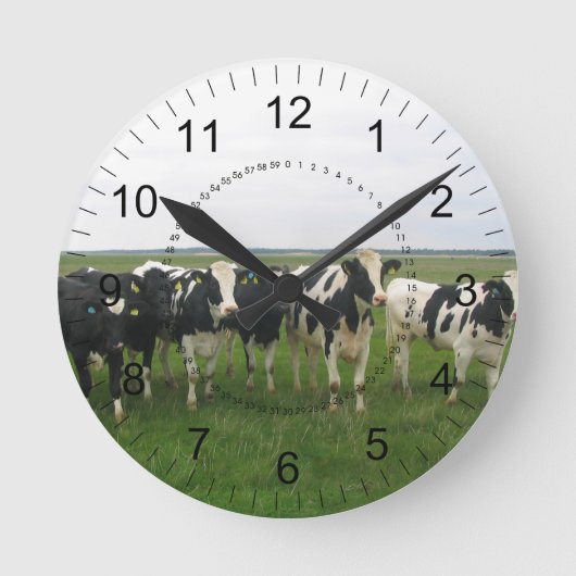 Utterly Delightful Cows! with Numbers Runde Wanduhr (Vorderseite)