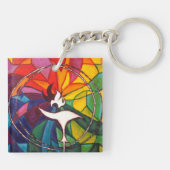 UU Chalice-Quadrat-SchlüsselanhängerUnitarian Schlüsselanhänger (Rückseite)