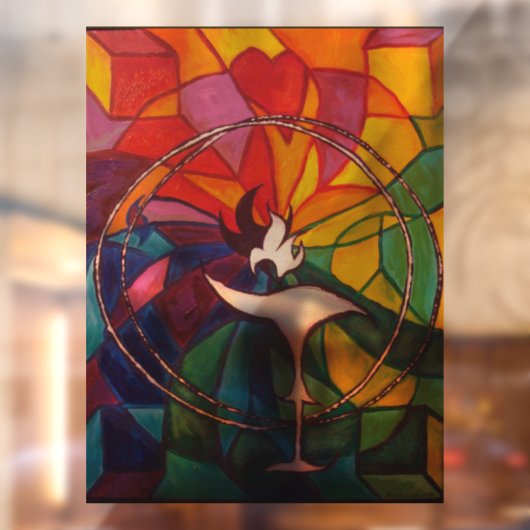 UU Flaming Chalice Hartglas Fensteraufkleber (Blatt 2)