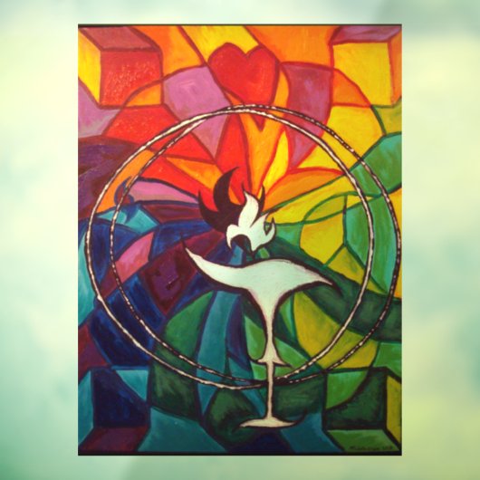 UU Flaming Chalice Hartglas Fensteraufkleber (Blatt 3)