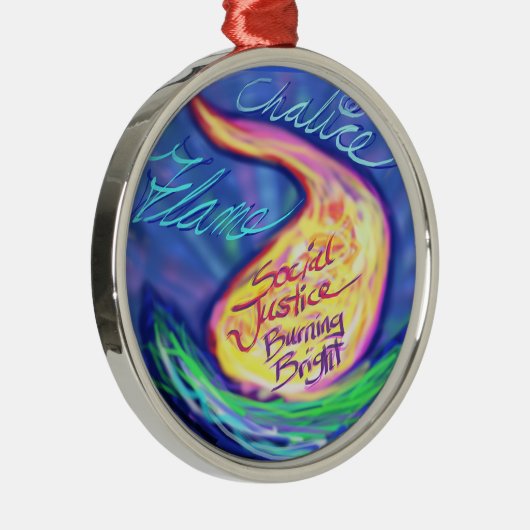 UU lodernder Chalice Silbernes Ornament (Rechts)