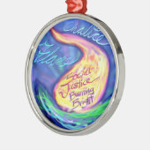 UU lodernder Chalice Silbernes Ornament (Links)