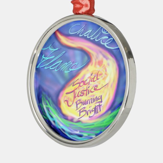 UU lodernder Chalice Silbernes Ornament (Links)