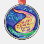 UU lodernder Chalice Silbernes Ornament (Vorne)