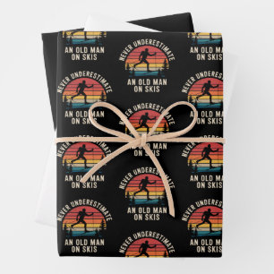 Uunterschätze nie einen alten Mann auf Skiern Skit Geschenkpapier Set