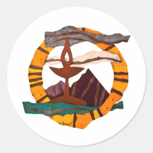 UUSS chalice, Unitarian Universalist, UU, chalice, Runder Aufkleber
