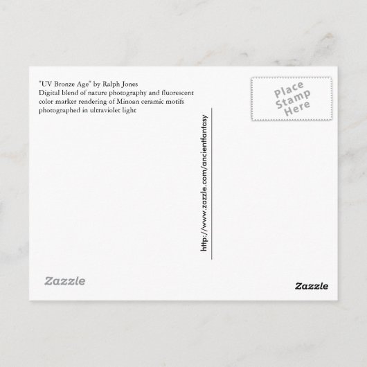 "UV Bronze Age" Art Postkarte (Rückseite)