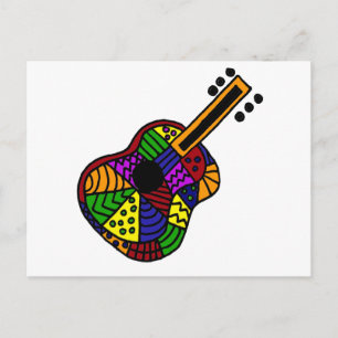 UV-farbiges Design der Folk Art Gitarre Postkarte