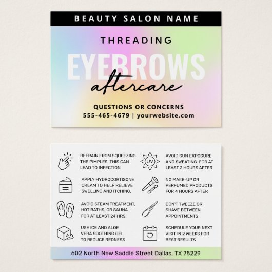 UV-Glanz-Regenbogen-Eyebrow-Threading-Nachsorge (Vorne & Hinten)