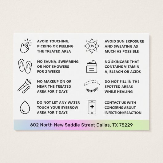 UV Glanz Regenbogen Ombre Pulver Brows Aftercare (Rückseite)