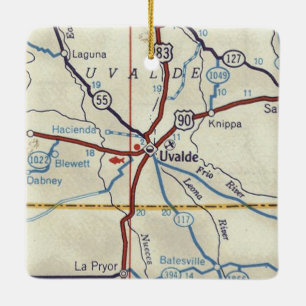 Uvalde TX Vintage Karte Keramikornament