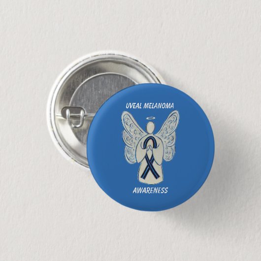Uveal Melanoma Awareness Ribbon Angel Custom Butto Button (Vorne & Hinten)