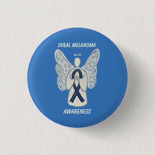 Uveal Melanoma Awareness Ribbon Angel Custom Butto Button (Vorderseite)