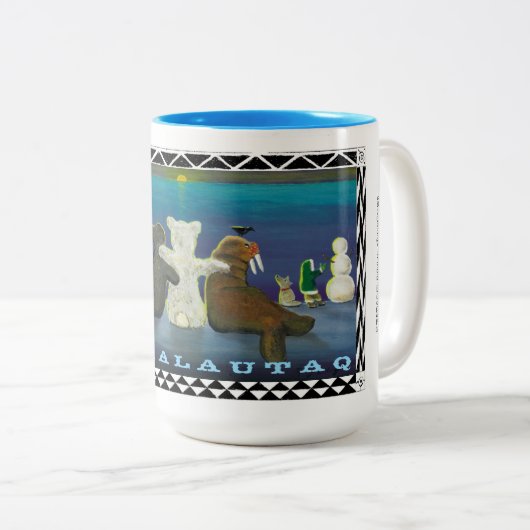 "Uvlaalautaq" Inupiaq-Tasse Zweifarbige Tasse (VorderseiteRechts)