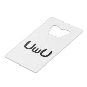 UwU Happy Anime Face Emoticon Geldbeutel Flaschenöffner (Rückseite Schrägansicht)