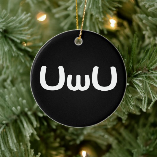 UwU Happy Anime Face Emoticon Ping Pong Ball Keramik Ornament (Baum)