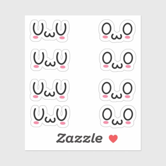 Uwu und Owo Vinyl-Aufkleber mit Sonderschnitt Aufkleber (Blatt)