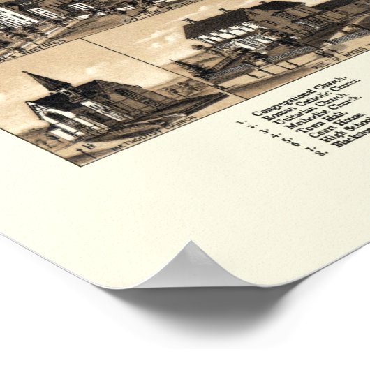 Uxbridge, MA Panoramic Map - 1880 Poster (Ecke)