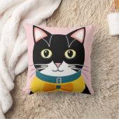 Uxedo-Katze mit gelben Krawatten und Kraut Kissen (Decke)