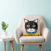 Uxedo-Katze mit gelben Krawatten und Kraut Kissen (Stuhl )