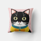 Uxedo-Katze mit gelben Krawatten und Kraut Kissen (Rückseite)