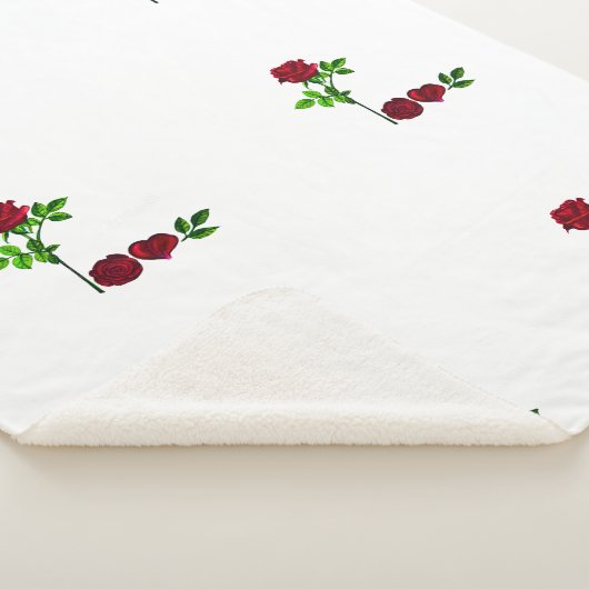 Uxury Sherpa Blanket - Handgemalte Rose und LIEBE Sherpadecke (3/4)
