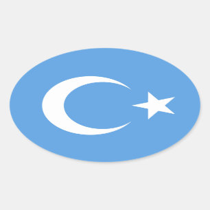 Uyghur/Ostturkestan-Flagge Ovaler Aufkleber