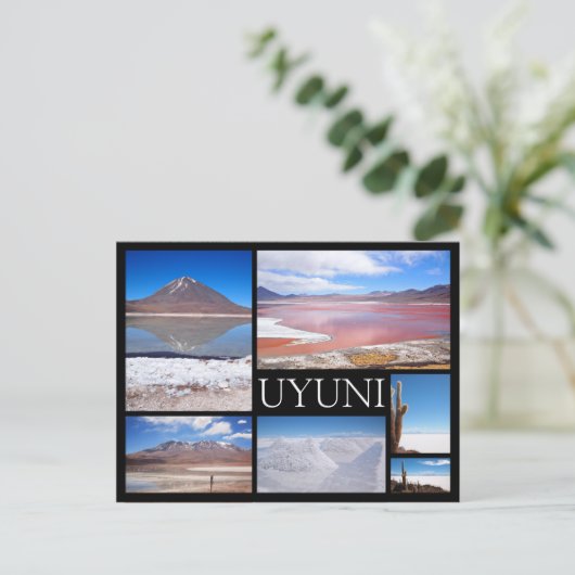 Uyuni mehrfache Bildcollage schwarzer Text Postkar Postkarte (Stehend Vorderseite)