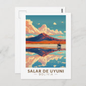 Uyuni Salt Flat Bolivien Motorrad fahren Postkarte (Vorne/Hinten)