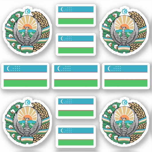 Uzbek national symbols / coat of arms and flag sti aufkleber (Vorderseite)