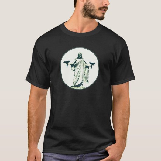 Uzi, das Jesus Toting ist T-Shirt (Vorderseite)