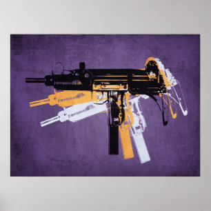 Uzi Sub Machine Gun auf Lila Poster