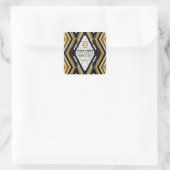 v1 Schwarz+Gold Modernes Art Deco Glam Quadratischer Aufkleber (Tasche)