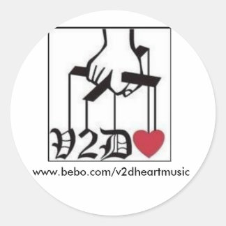 v2dheart familia, www.bebo.com/v2dheartmusic runder aufkleber