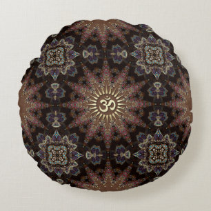 V3-Vintage Bohemian Spirit OM Yoga Rundkissen Rundes Kissen