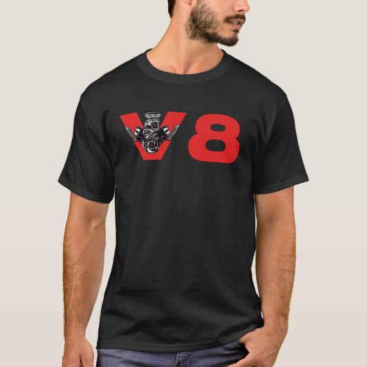 V8 Car Tuning Engine Workshop T-Shirt (Vorderseite)
