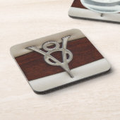 V8-Chrom-Emblem-Leder und Holz Untersetzer (Linke Seite)