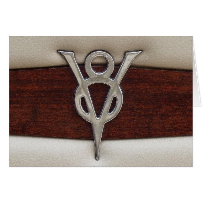 V8 Chrome Emblem Leder und Holz (Vorderseite (Horizontal))