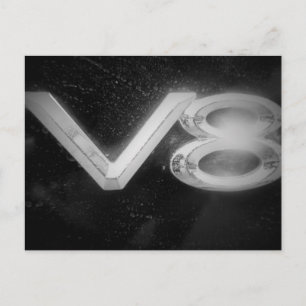 V8 Leuchtendes Chrom Glanz Vintage Auto Schwarz We Postkarte