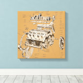 V8 Motor Leinwanddruck (Insitu (Holzboden))