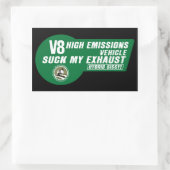 V8 SUV-Aufkleber (grün auf schwarz) 4 Packung Rechteckiger Aufkleber (Tasche)