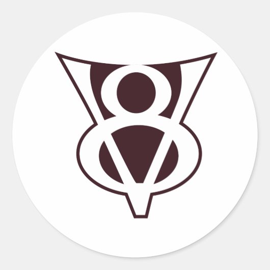 V8 Symbol Runder Aufkleber (Vorderseite)