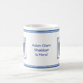 V.2 ADON OLAM, SHABBAT IST HIER, NAVY & WHITE KAFFEETASSE (Mittel)