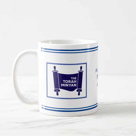 V.2 ADON OLAM, SHABBAT IST HIER, NAVY & WHITE KAFFEETASSE (Links)