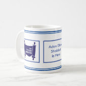 V.4 ADON OLAM, SHABBAT IST HIER! NAVY & WHITE KAFFEETASSE (Vorderseite Links)