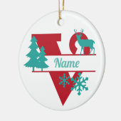 V Anfängliche Monogram Christmas Holiday Tree Orna Keramik Ornament (Links)