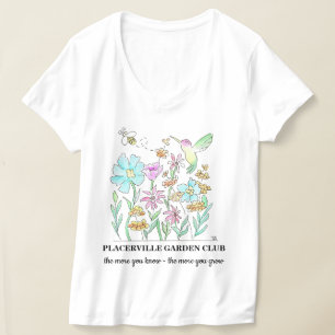 V-Ausschnitt T-Shirt mit Gartendesign