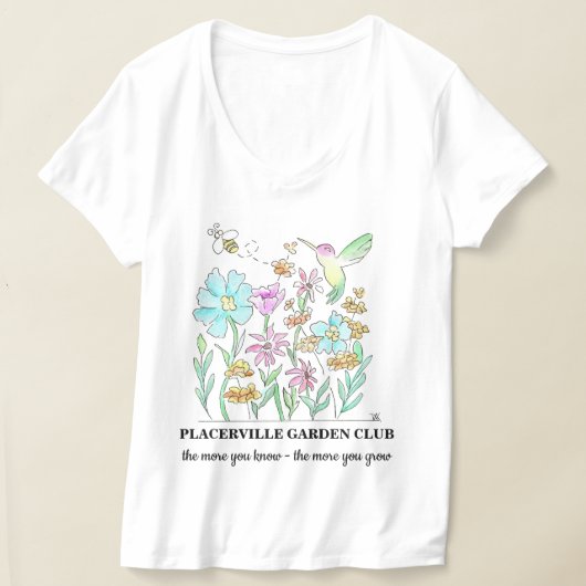 V-Ausschnitt T-Shirt mit Gartendesign (Ablage )